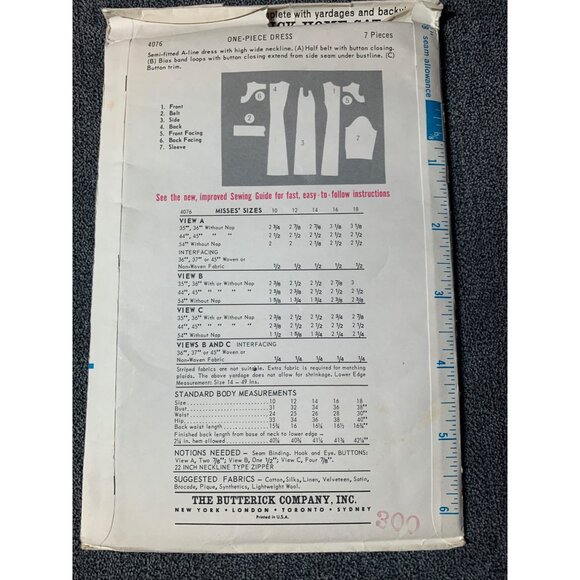 Butterick Misses Dress Sewing Pattern sz 14 4076 - uncut - Picture 5 of 9